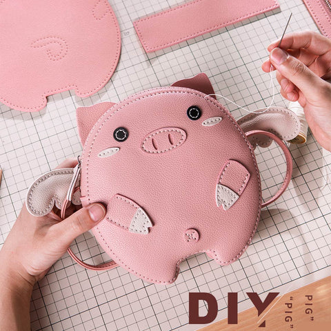 Pink Leather Cute Animal Crossbody Bag DIY Kit