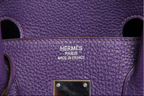 Hermes 35cm Purple Swift Leather Custom Birkin Auction