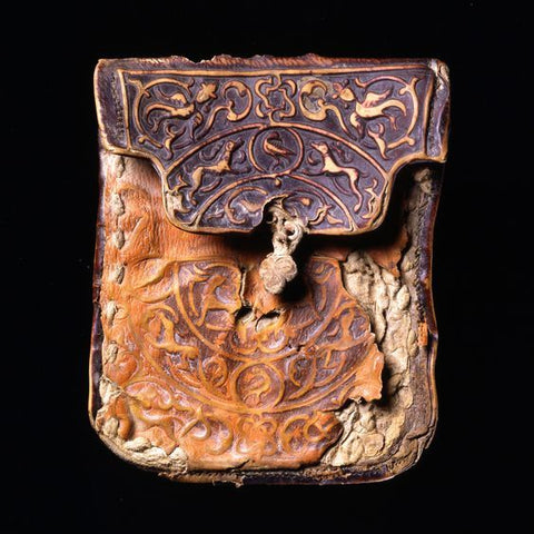 Ancient leather carving purse