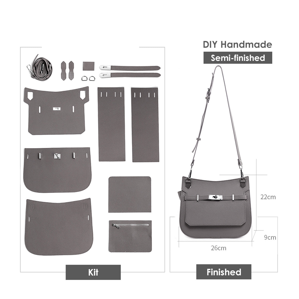 POPSEWING® Top Grain Leather Jypsiere Crossbody Bag DIY Kit