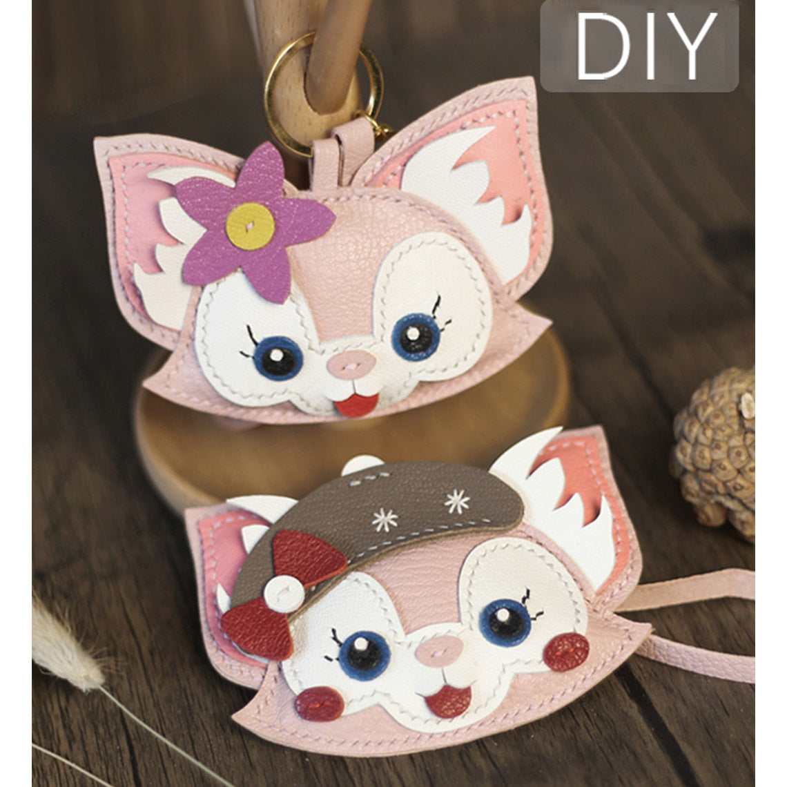 POPSEWING® Leather Pink Fox Keychain DIY Kit