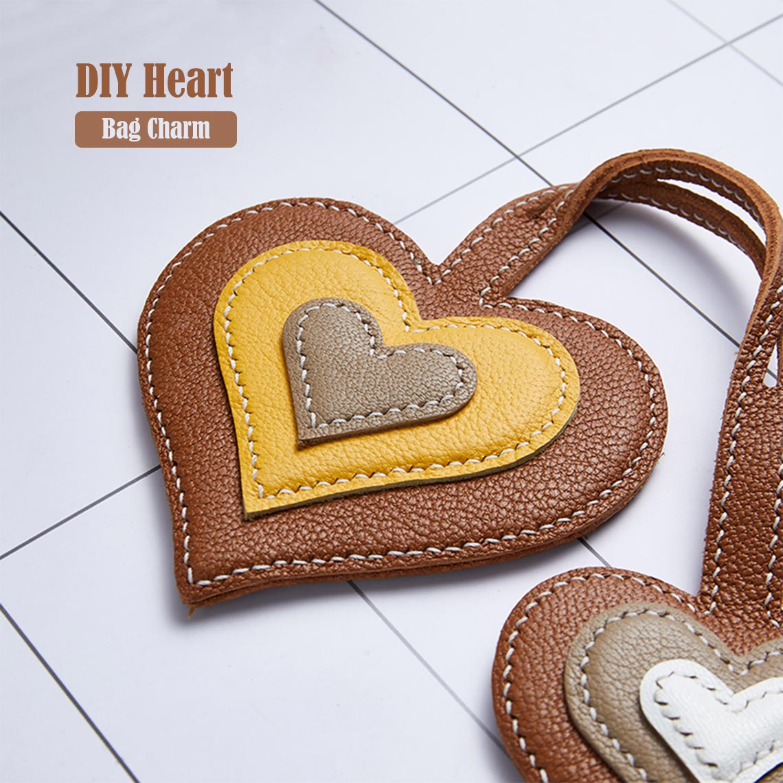 POPSEWING® Sheep Leather Double Heart Bag Charm DIY Kit