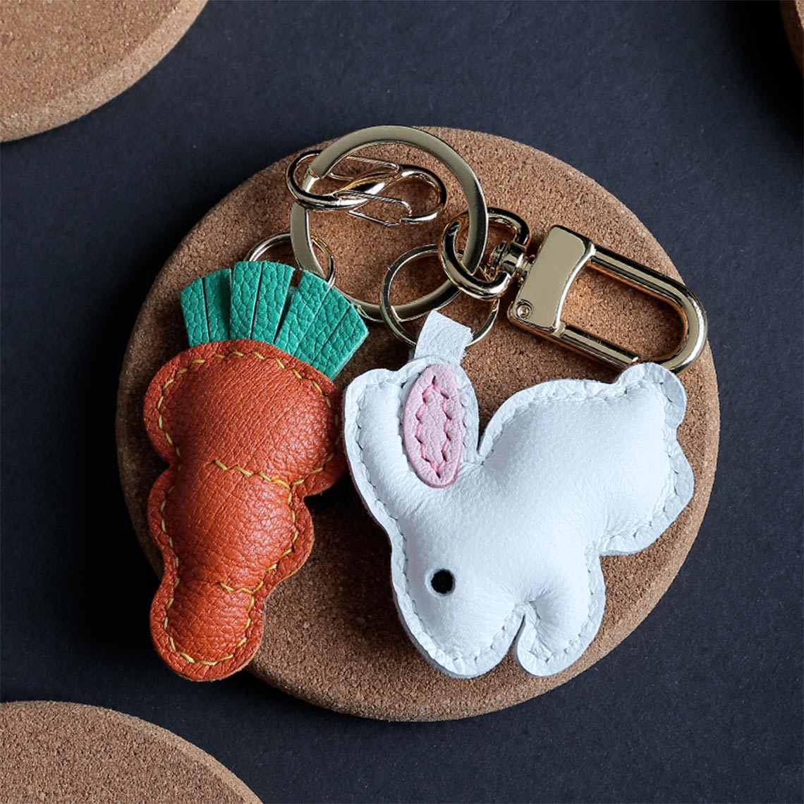 POPSEWING® Sheep Leather Bunny & Carrot Keychain DIY Kit