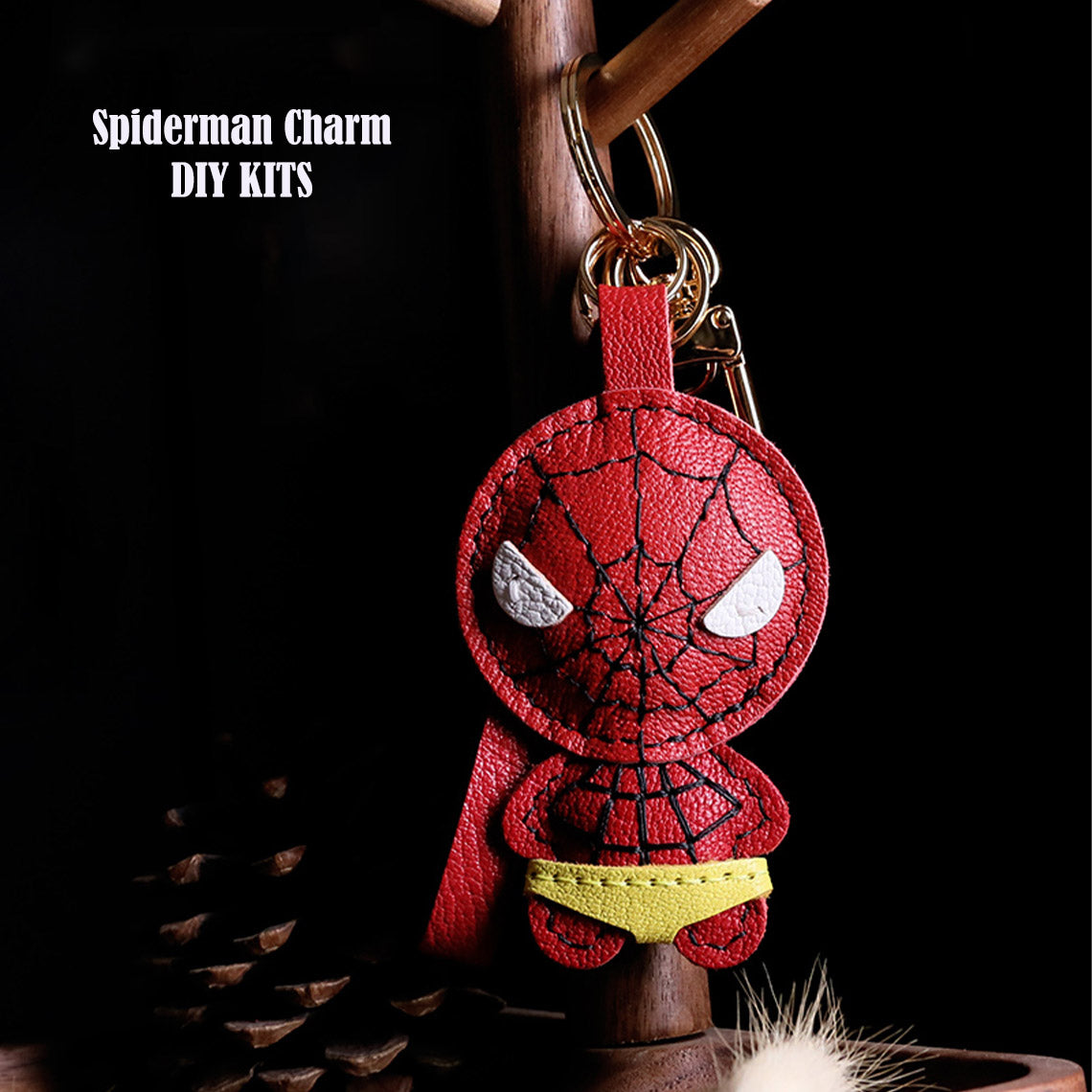 POPSEWING® Sheep Leather Spiderman Keychain DIY Kit