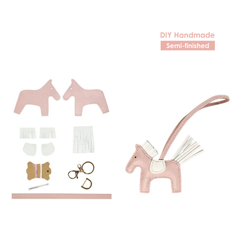 Inspired Hermes Charm DIY Making Kit | Leather Rodeo Horse Keychain Kit Pink - POPSEWING™