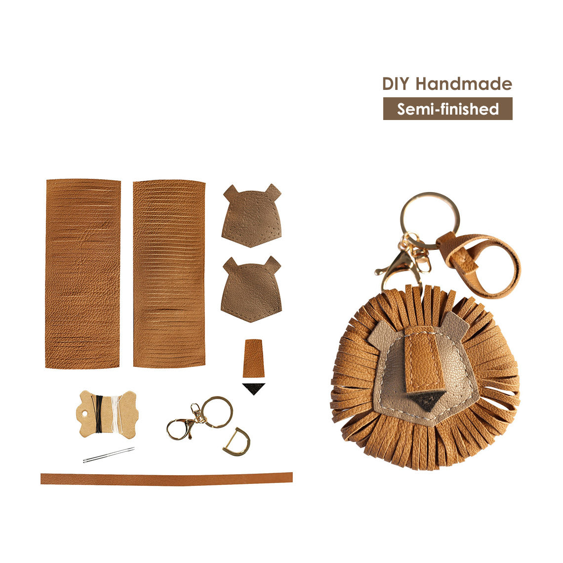 POPSEWING® Sheep Leather Leo Lion Keychain DIY Kit