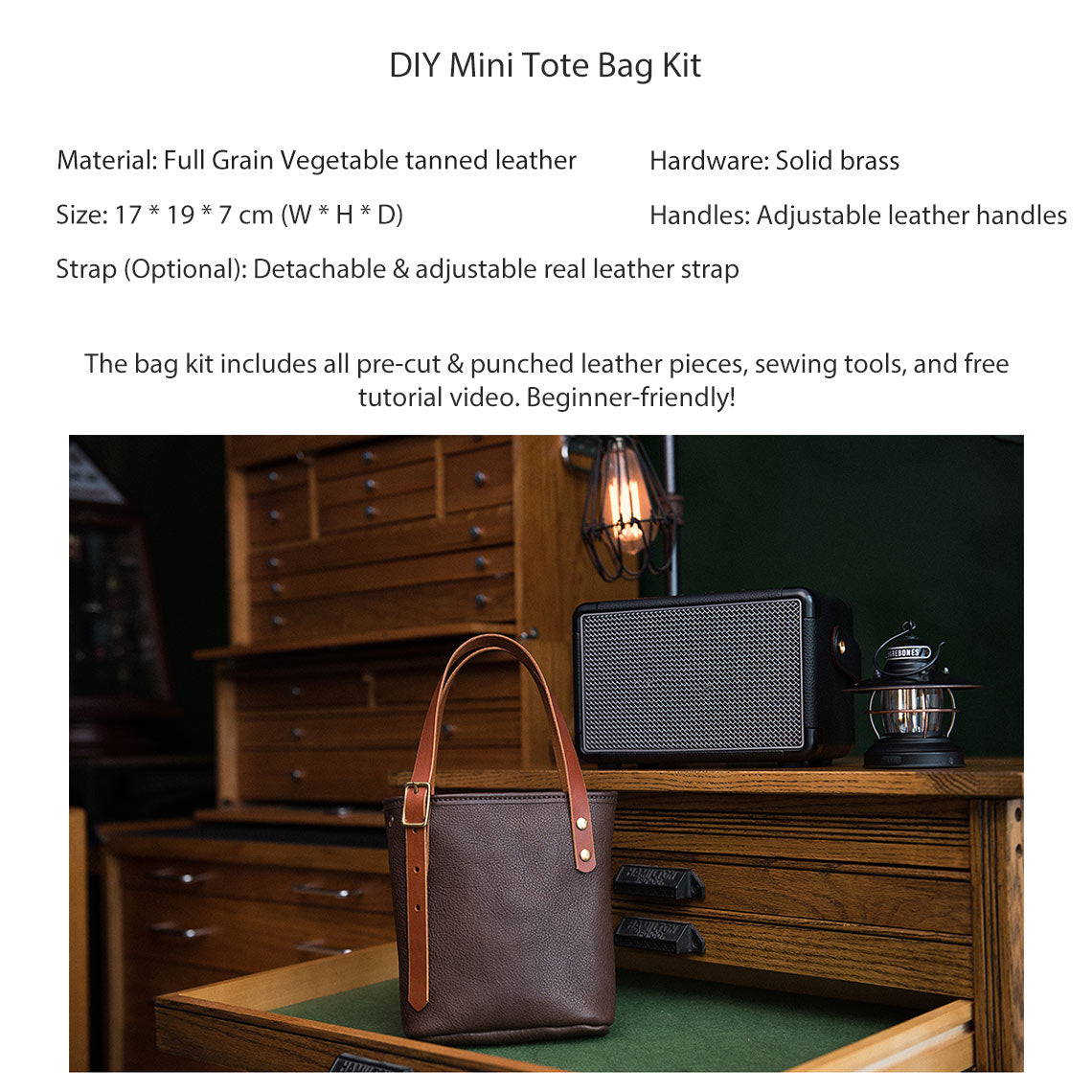 POPSEWING® Full Grain Leather Mini Tote Bag DIY Kit