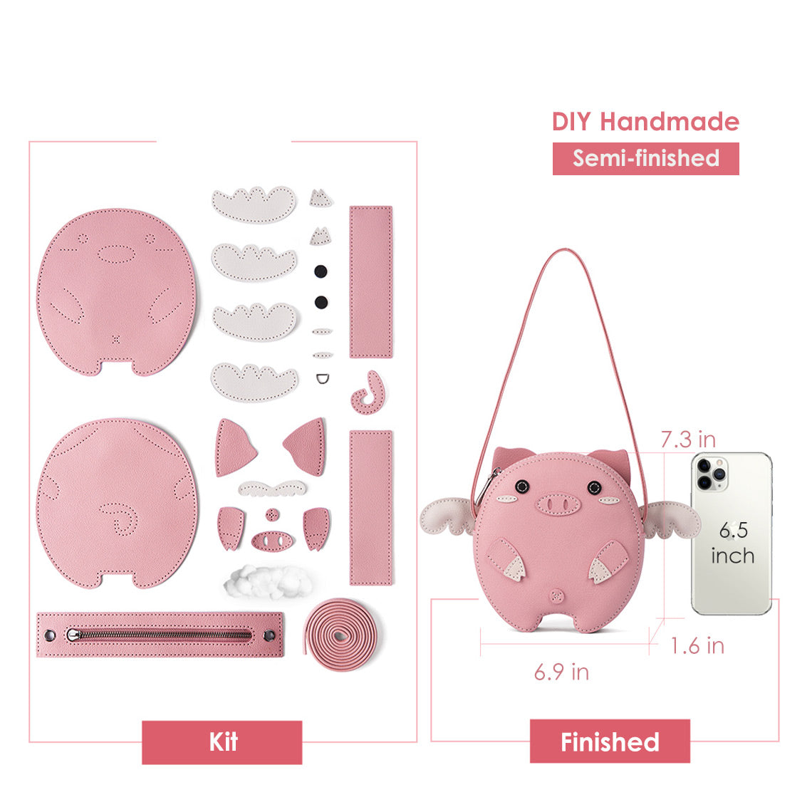 POPSEWING® Leather Crossing Flying Pig Bag DIY Kit