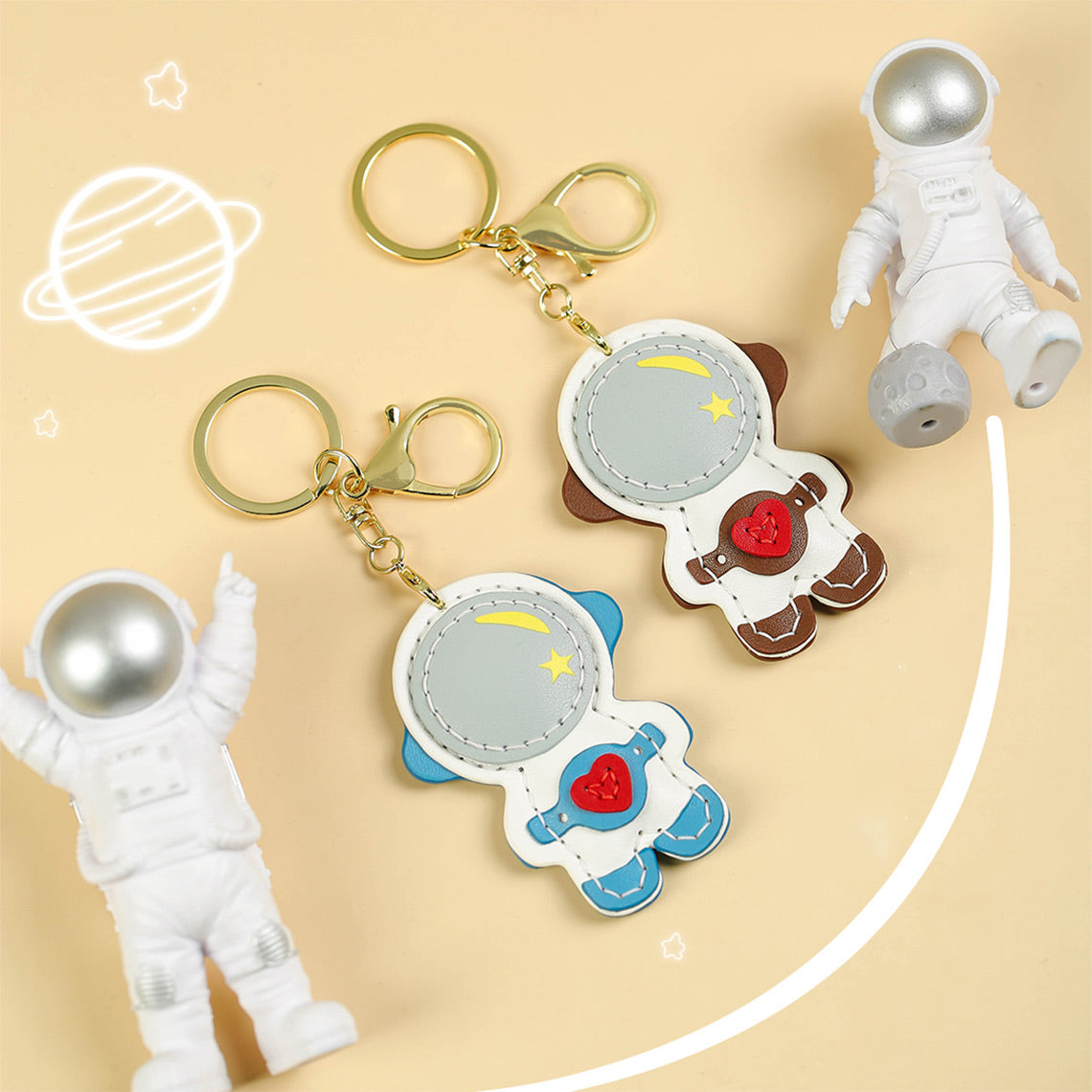 POPSEWING® Leather Spacemen & Spaceship Keychain DIY Kit