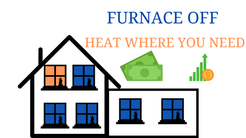 using heat in desired rooms, furnace off, saving money