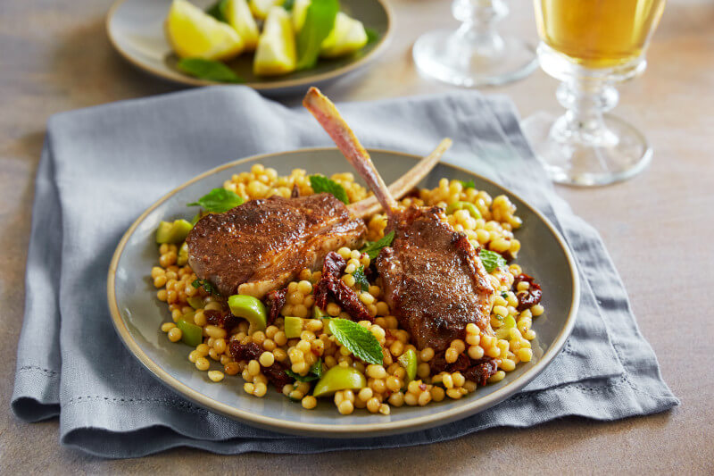  Moroccan Spiced Lamb Chops with Couscous Salad 