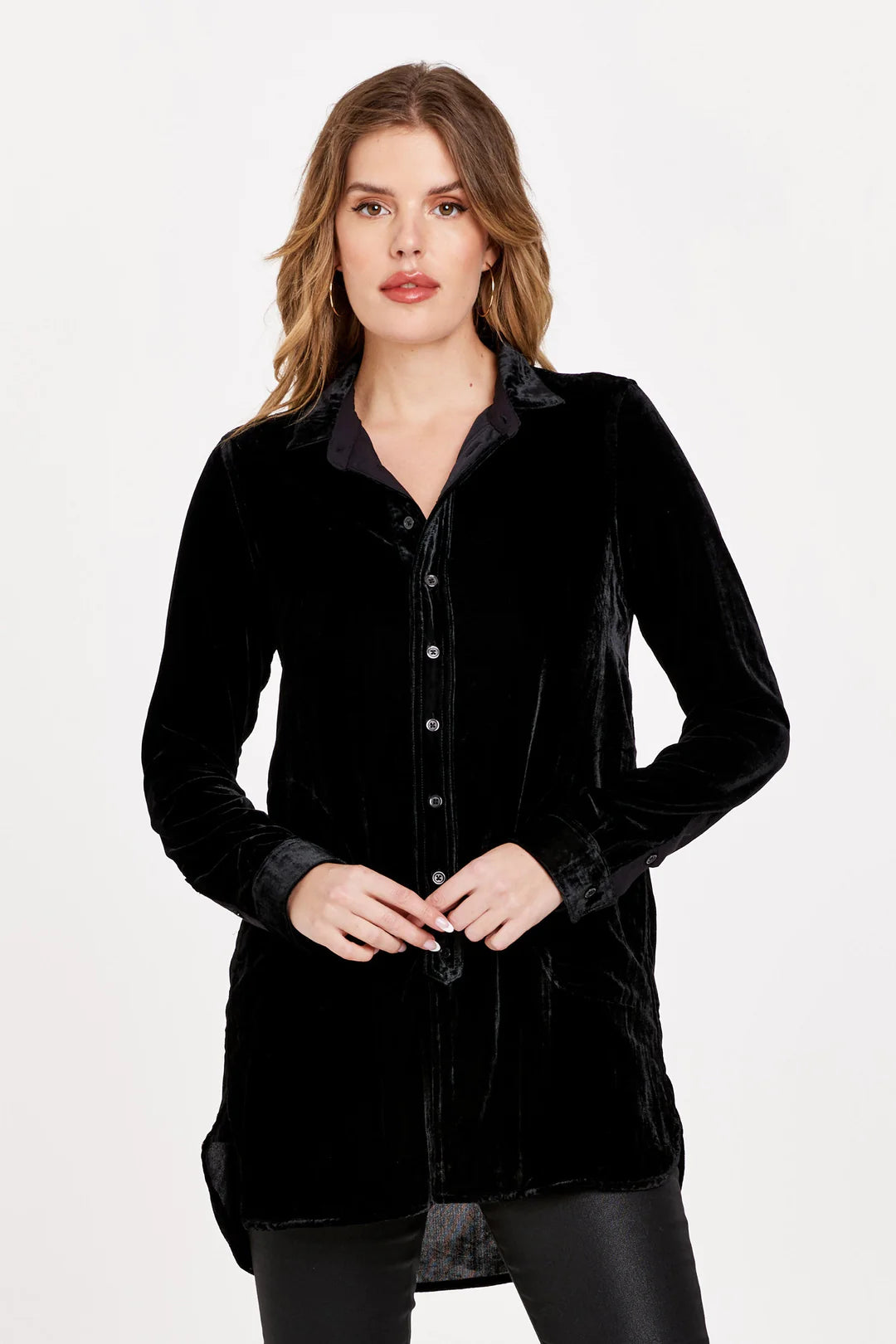 Hazel Velvet Button Front Tunic
