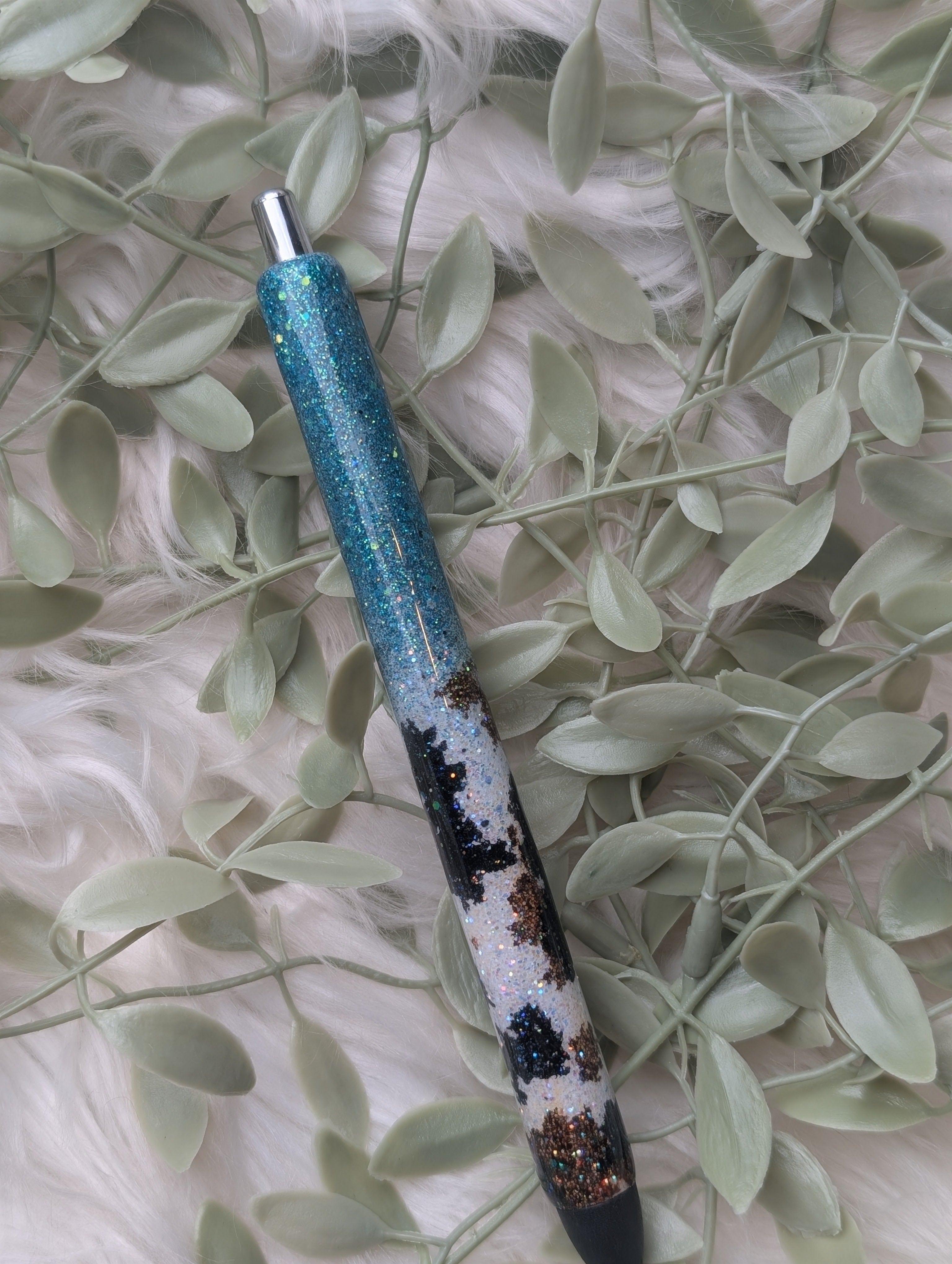 Cow Split Glitter Pen - Papermate Black Ink
