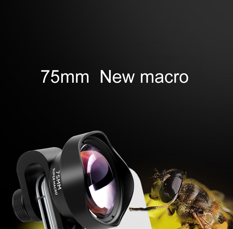 75mm Telephoto Macro Lens Super Macro Phone External Lens Multi Coated 40-75mm Focus Distance for Insect Floral Jewelry