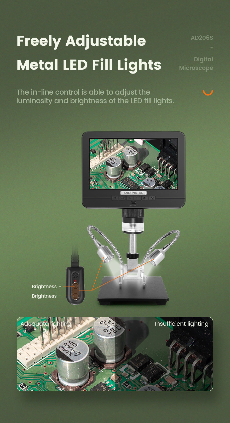 Double lens 7'' microscope and endoscope electronics digital microscope PCB Phone Repair SMD/SMT Soldering Tool