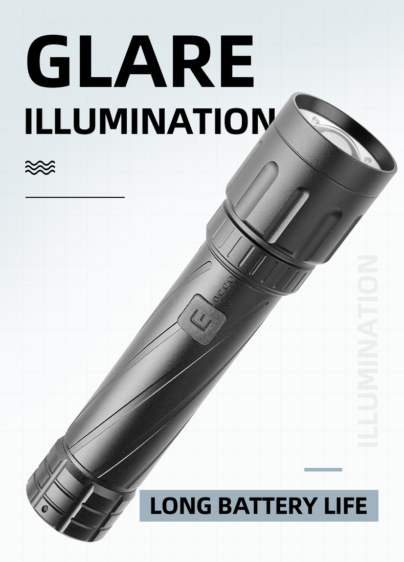 Multifunctional  Flashlight Telescopic Type-C Reversible Charging Zoom LED Torch