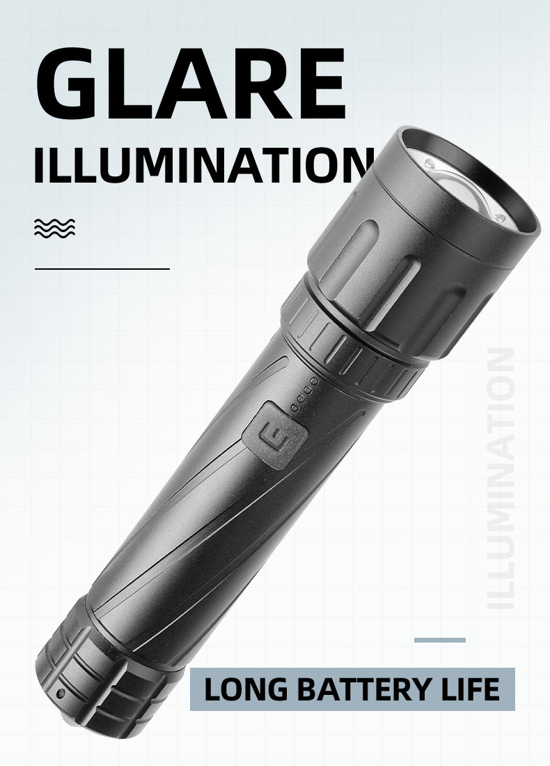 Multifunctional  Flashlight Telescopic Type-C Reversible Charging Zoom LED Torch with Broken Window Emergency Life Hammer