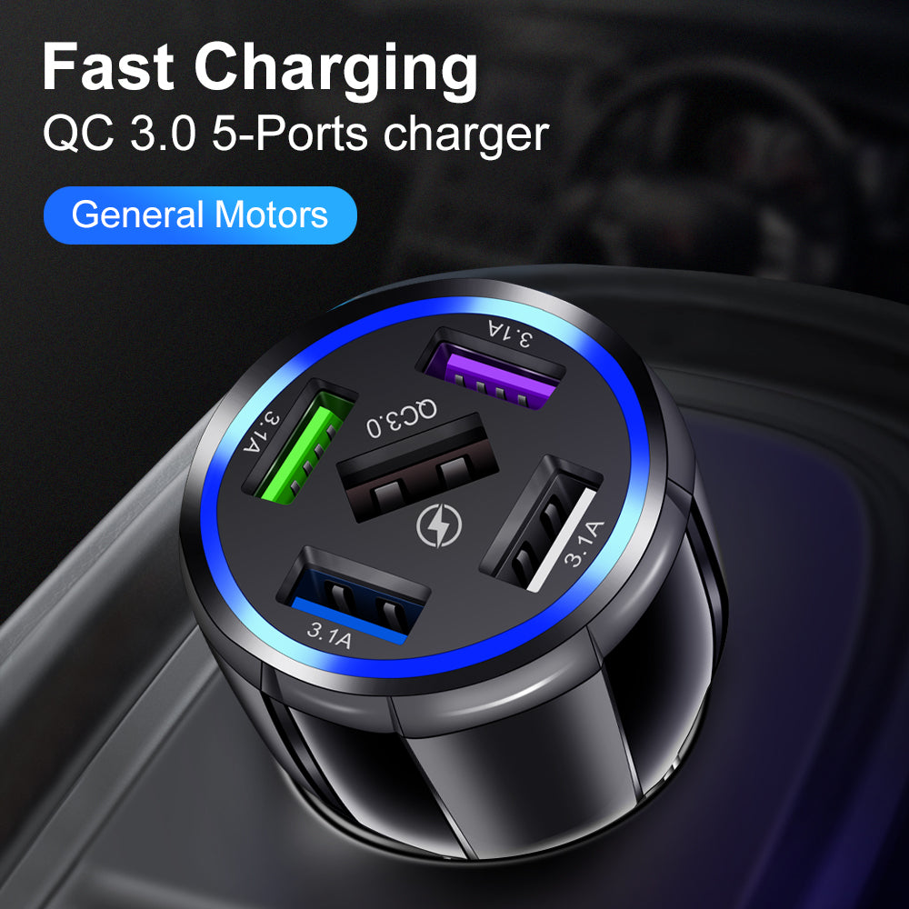 BK359 Car Universial Fast charging QC3.0 5-Prots Charger