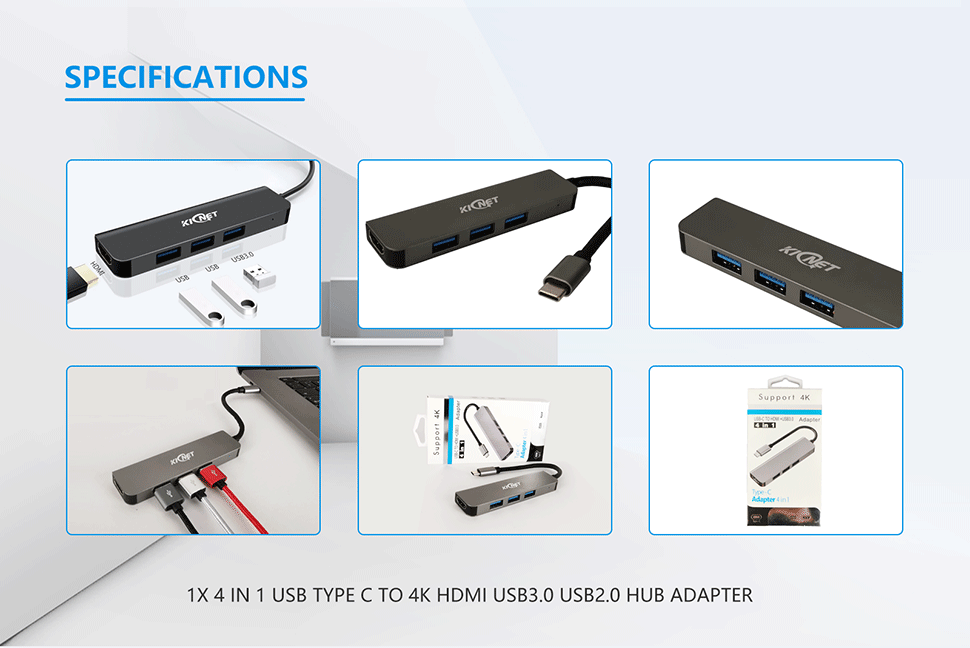 4 IN 1 USB Type C to 4K HDMI USB3.0 USB2.0 Hub Adapter