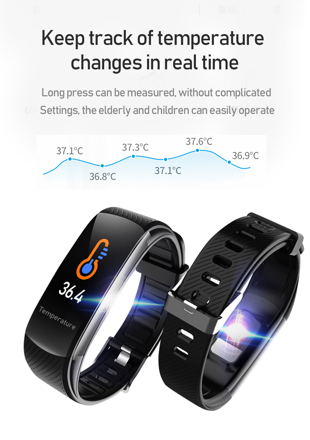 C6T Smart Bracelet Blood Pressure Heart Rate Monitoring Bluetooth Waterproof