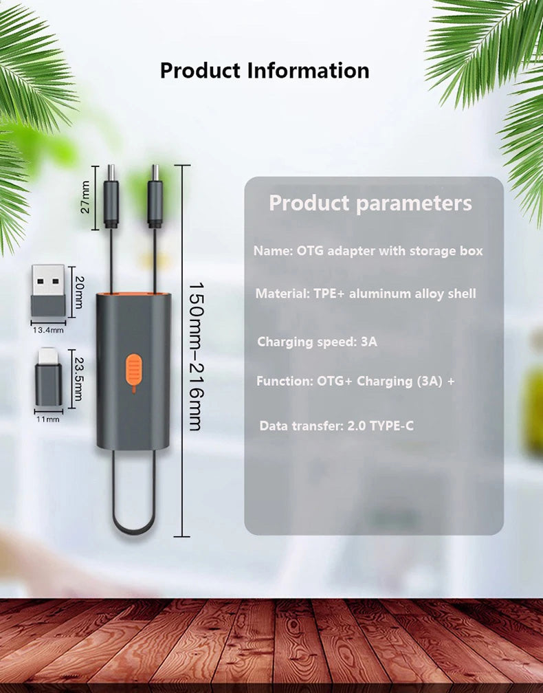 PD 60W Fast Charging 4 in 1 Multifunctional OTG Storage Cable Charge Data Cable