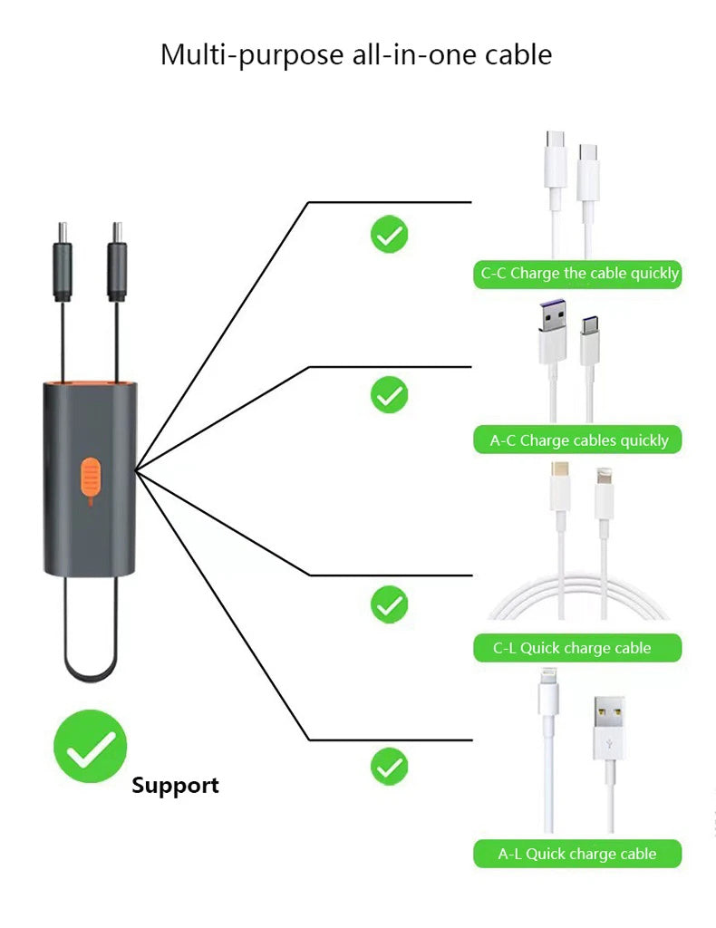 PD 60W Fast Charging 4 in 1 Multifunctional OTG Storage Cable Charge Data Cable