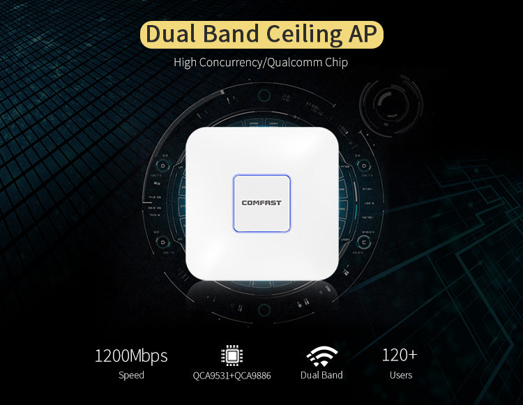 Dual Band 2.4&5GHz wireless Ceiling AP 1200M Wifi Access Point AC routers extender Signal Booster Amplifier