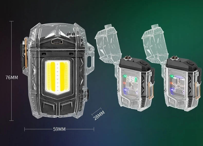 Double Arc Lighter Transparent Shell Digital Display Keychain Light Men's Gifts