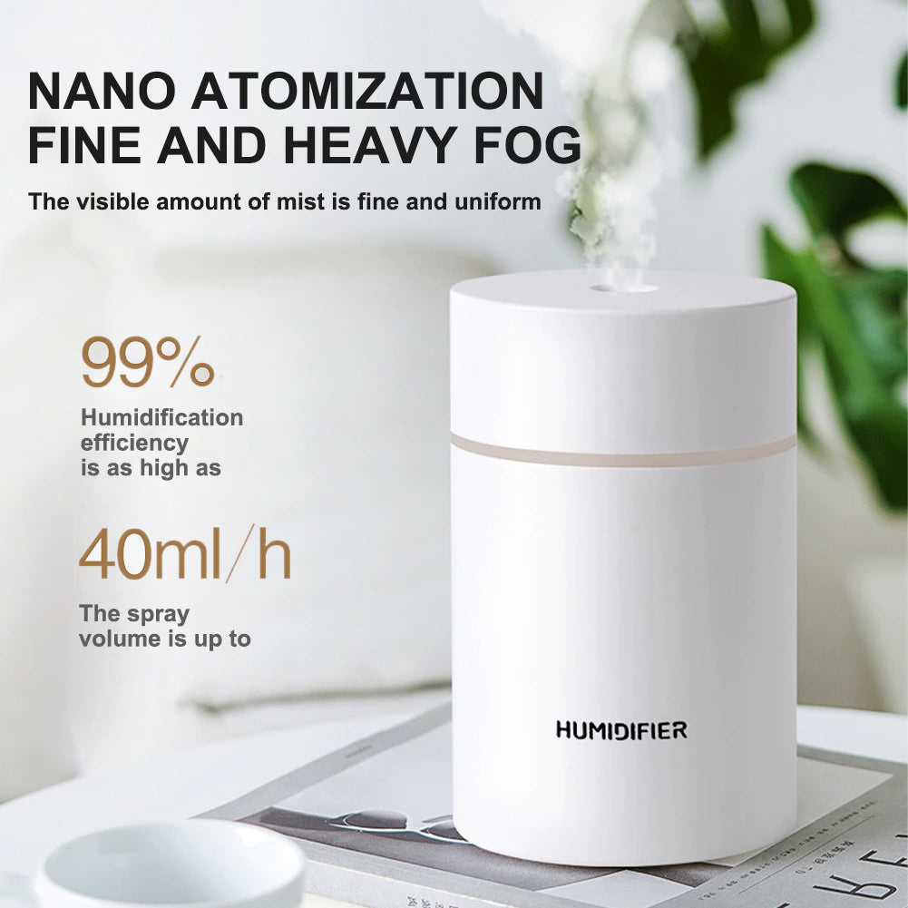 300ml USB Mini Humidifier Desktop Misting Aroma Diffuser with Night Light Auto Power Off Air Humidifier Car Interior Accessories