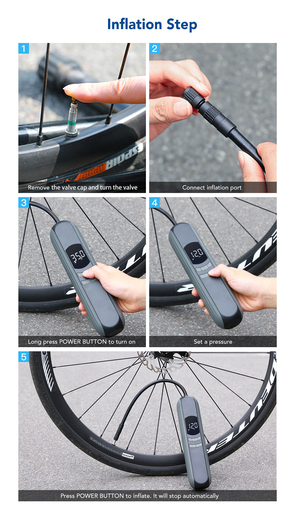 Wireless Electric Multi-function Portable Car Air Pump  Bicycle Tire Inflator