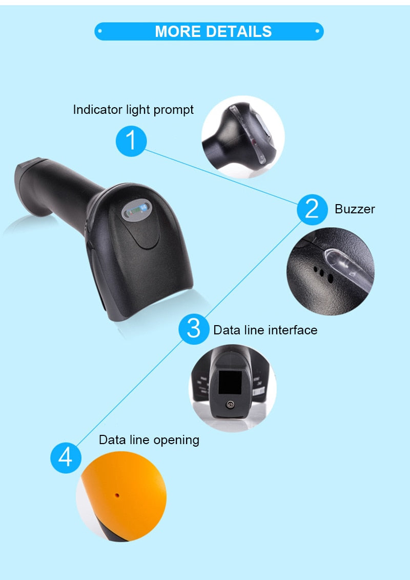 NETUM F20 1D CCD Wired Handheld Barcode Scanner