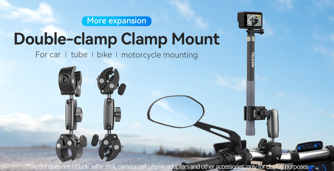 TELESIN Double-headed Crab Clamp Bike/Moto Pipe Clamp