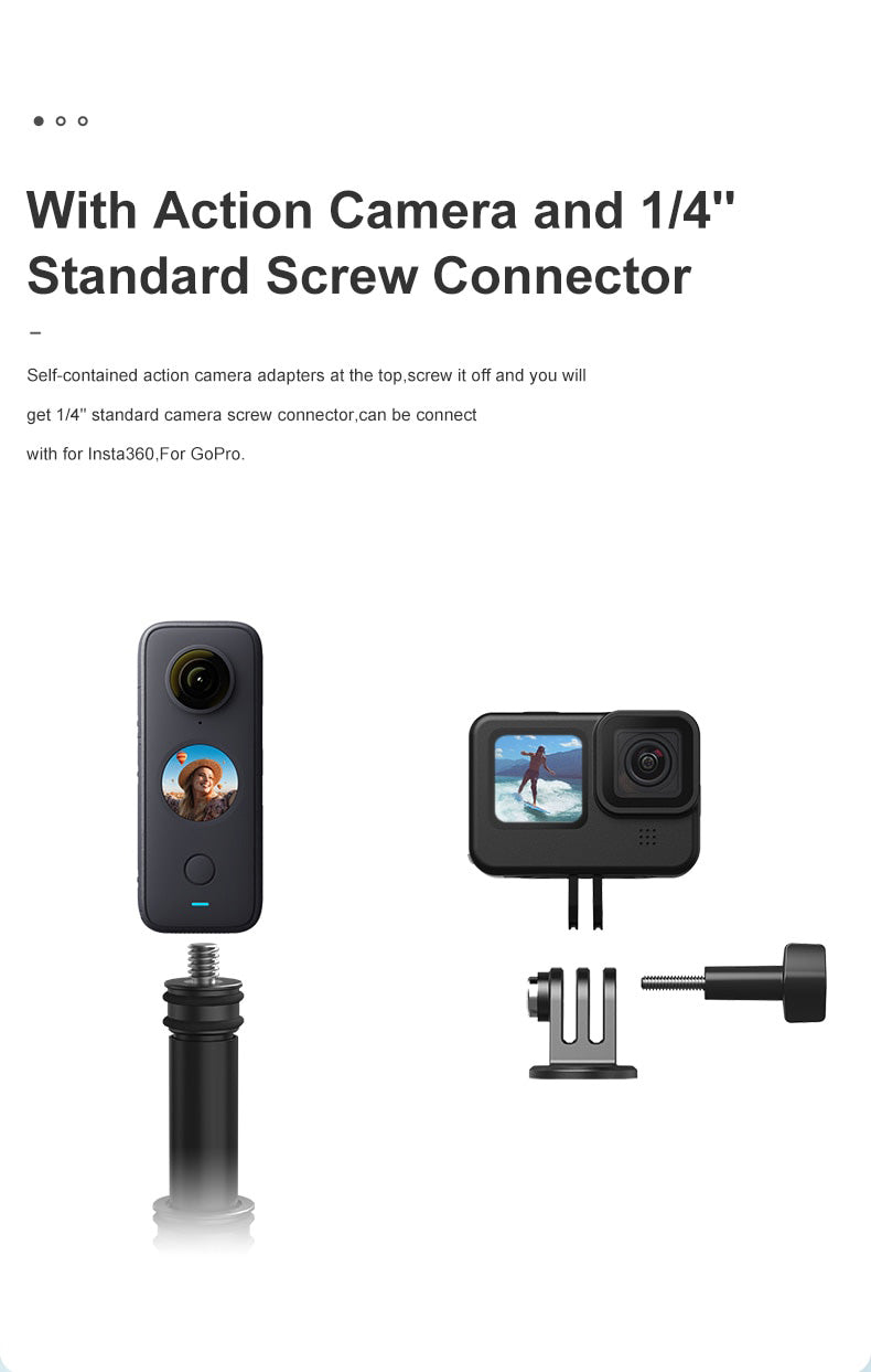TELESIN 2.7M Ultra Long Monopod Carbon Fiber Selfie Stick For GoPro Hero 12 11 10 9 8 7 6 5 4 Max Insta360