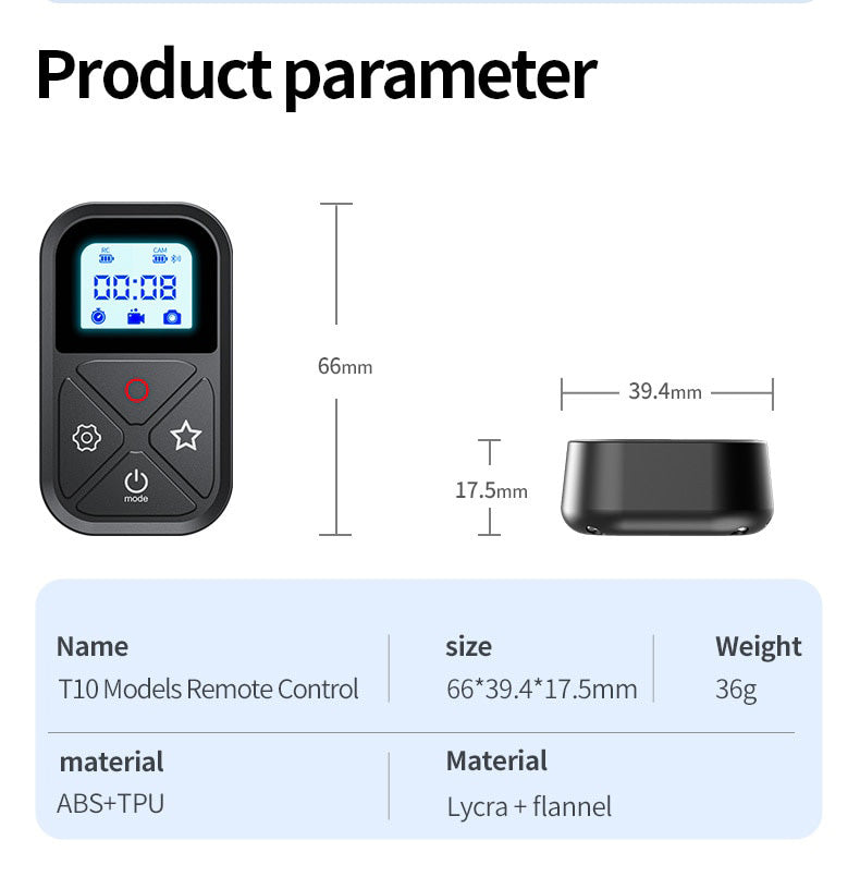 TELESIN 80M Bluetooth Remote Control For GoPro Hero 12 11 10 9 8 With Wrist Strap