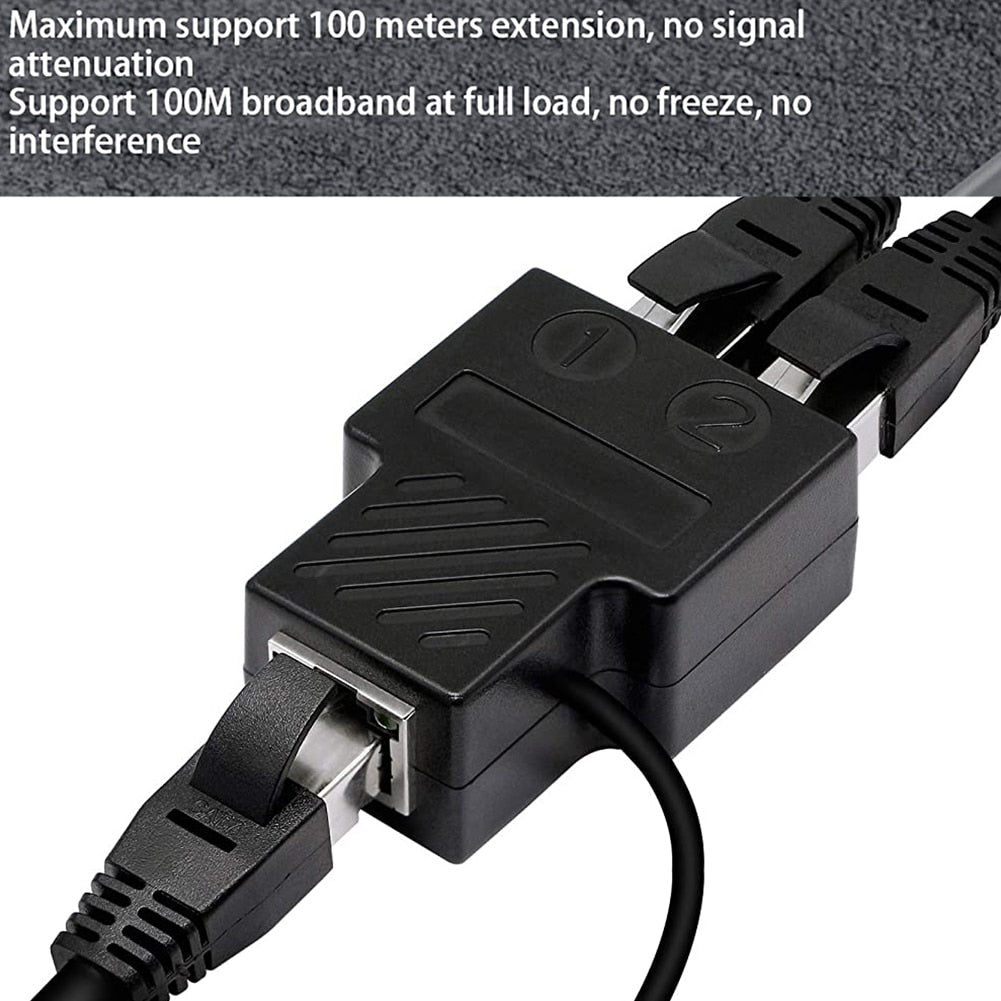 RJ45 Ethernet Splitter 1 to 2 Ways Double Female Adapter USB Power Supply