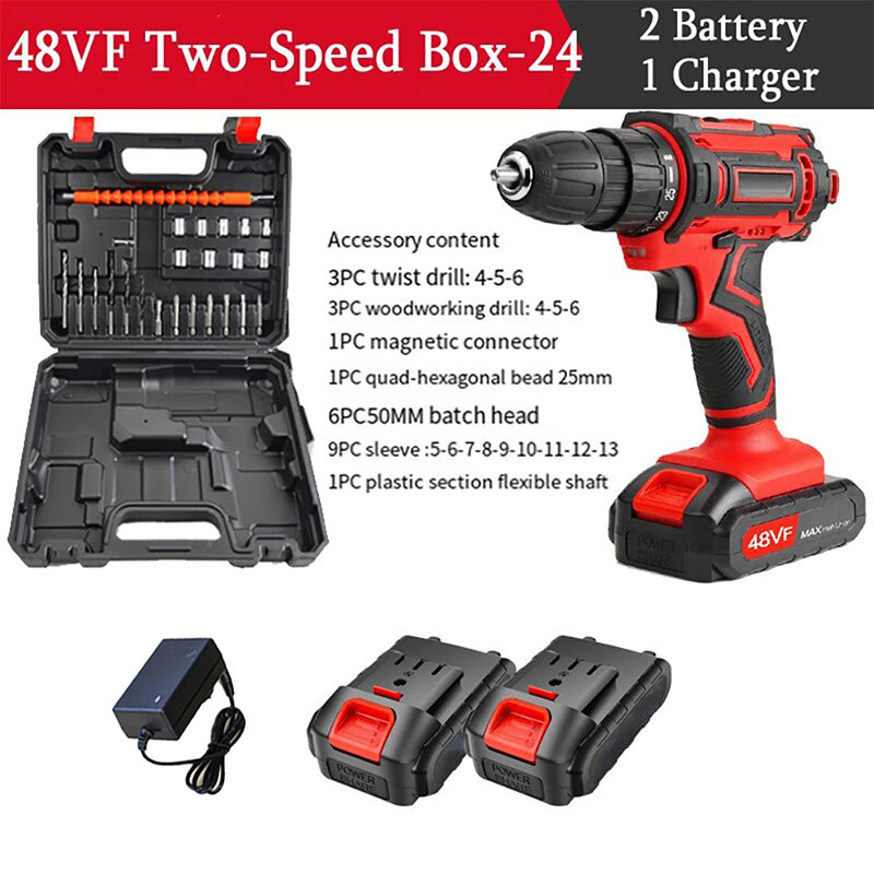 48V Cordless Drill Electric Screwdriver Mini Wireless Power Tools Driver