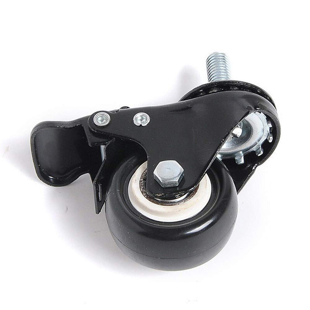 4 pcs 1.5" Heavy Duty Swivel Caster Wheels M8 Threaded Stem Brake Swivel Wheels