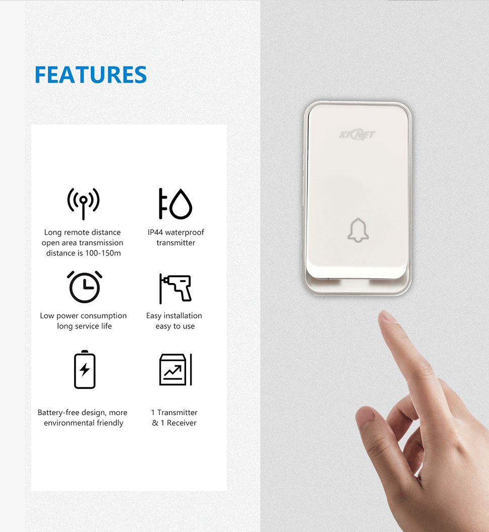 K06  Waterproof Self Generating Power No Battery Required Wireless Doorbell