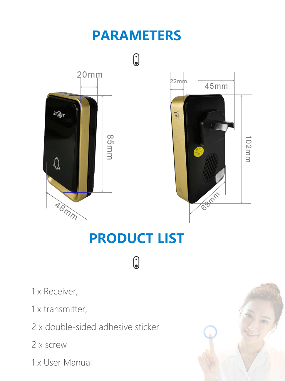 K06  Waterproof Self Generating Power No Battery Required Wireless Doorbell