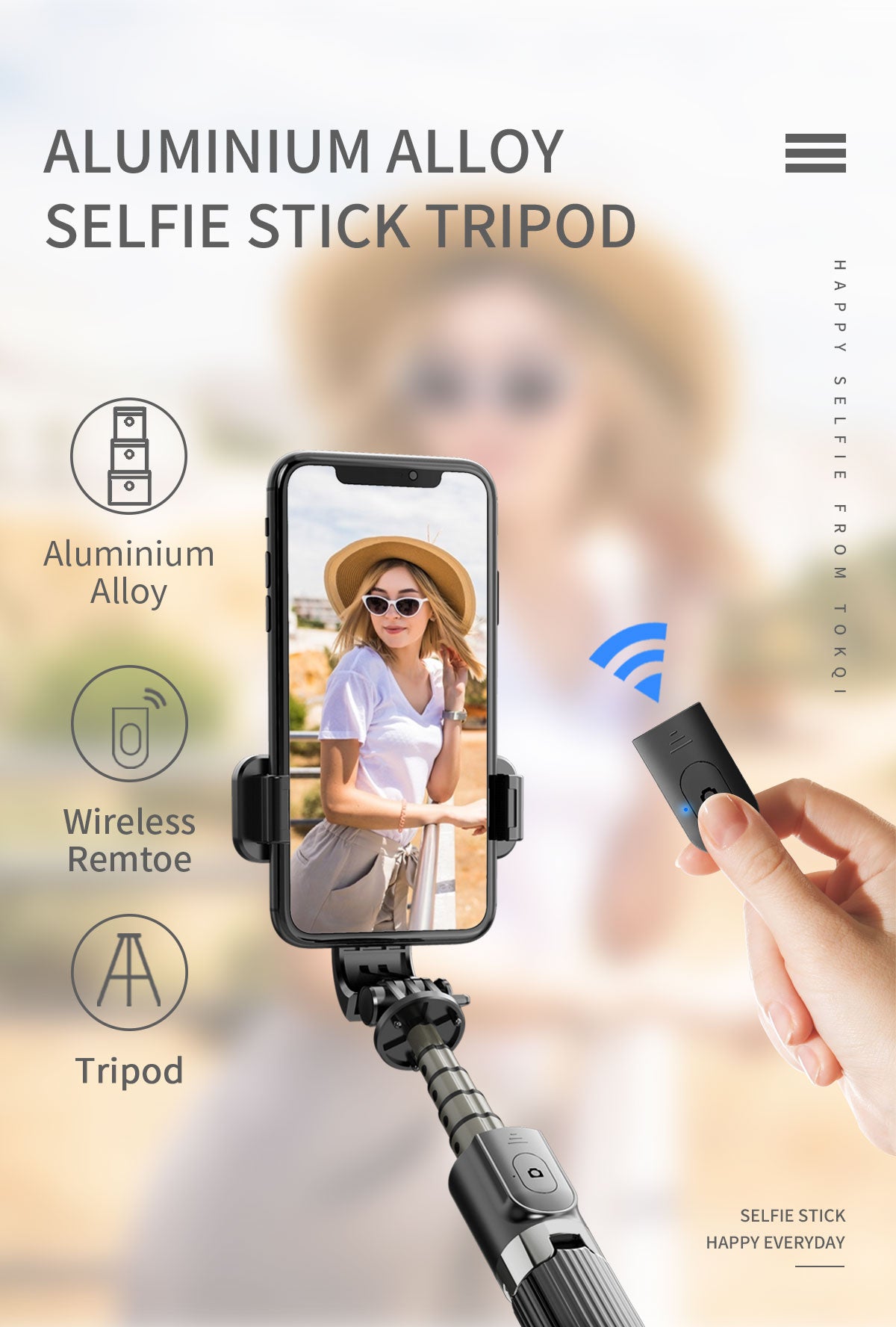 L03 360 Degree Rotating Wireless Portable Selfie Stick Tripod For Mobile & PanTilt