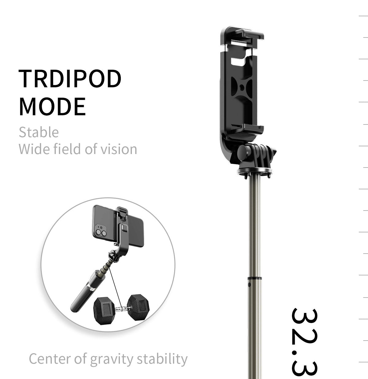 L03 360 Degree Rotating Wireless Portable Selfie Stick Tripod For Mobile & PanTilt