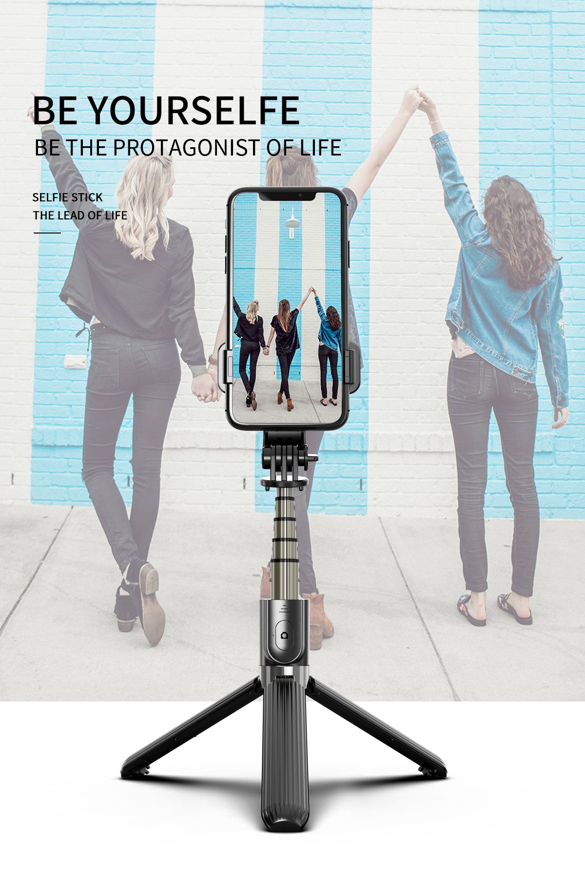 L03 360 Degree Rotating Wireless Portable Selfie Stick Tripod For Mobile & PanTilt