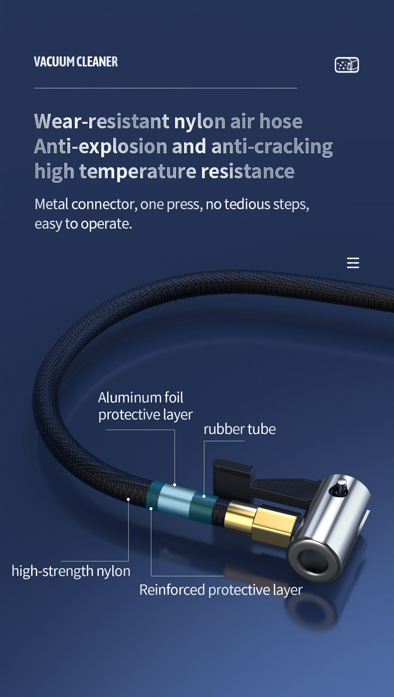 4 in 1 Car Vacuum Cleaner Powerful Vaccuming Tire Air Lighting Monitor Tire Pressure