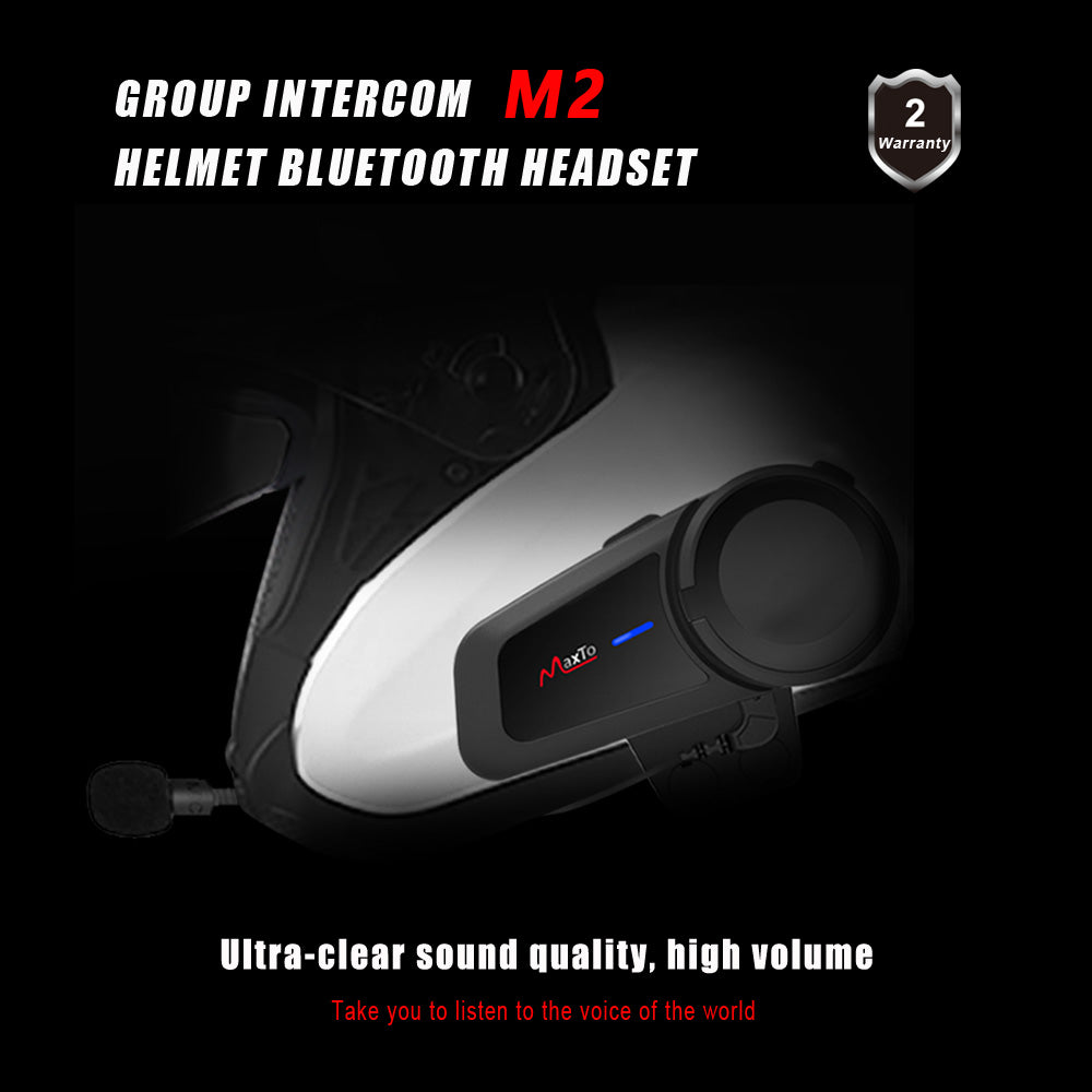 MAXTO M2 1000M Motorcycle Interphone Helmet Bluetooth Headset Moto Wireless Intercom for 6 Riders Talking FM Radio Waterproof