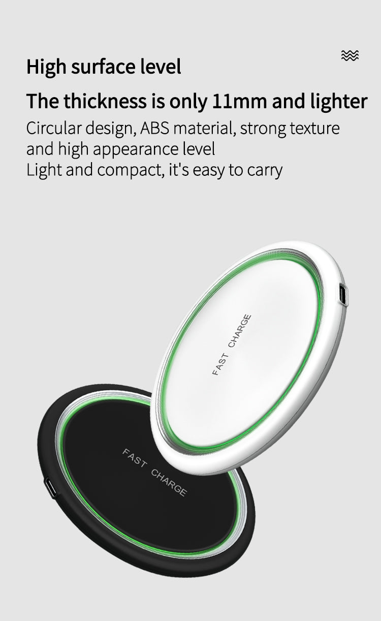 Ultra Slim Round15W Fast Charging Wireless Charger Pad  For Iphone 8 & Above, Samsung S10, Note10 & Android Support Qi-Enable Device