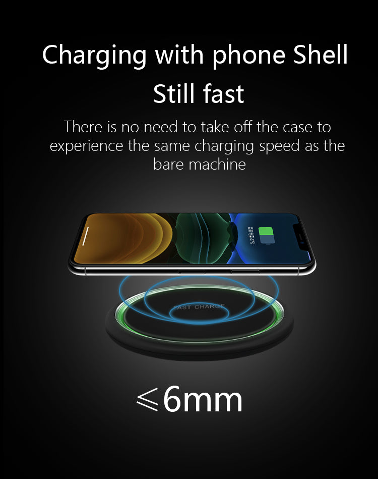 Ultra Slim Round15W Fast Charging Wireless Charger Pad  For Iphone 8 & Above, Samsung S10, Note10 & Android Support Qi-Enable Device