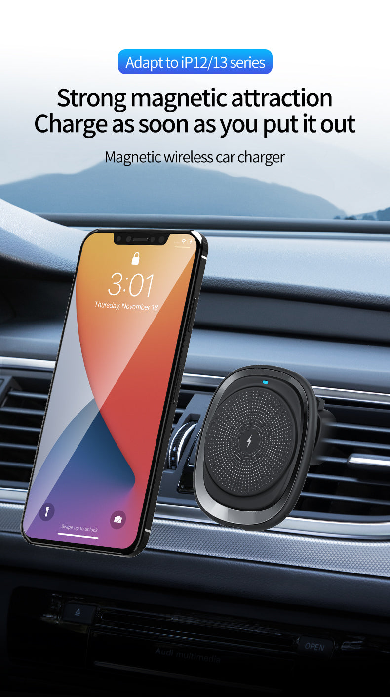 OJD-78 Magnetic Car Vehicle Air Outlet Fast Charging Mobile Phone Wireless Charger for iPhone 12 Series