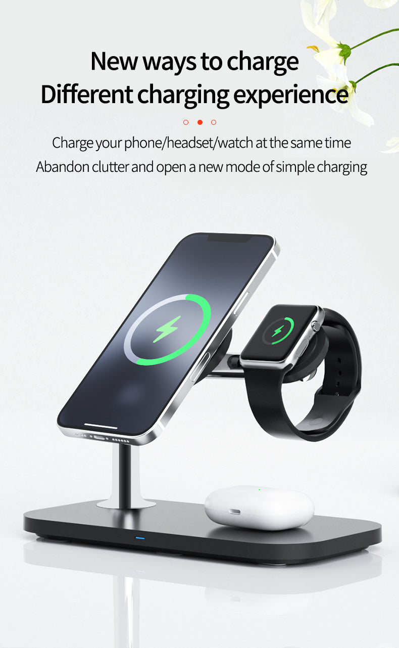 OJD-85 3 in 1 15W Foldable Wireless Charger Fast Charging QI Standard for iPhone Earphone iWatch