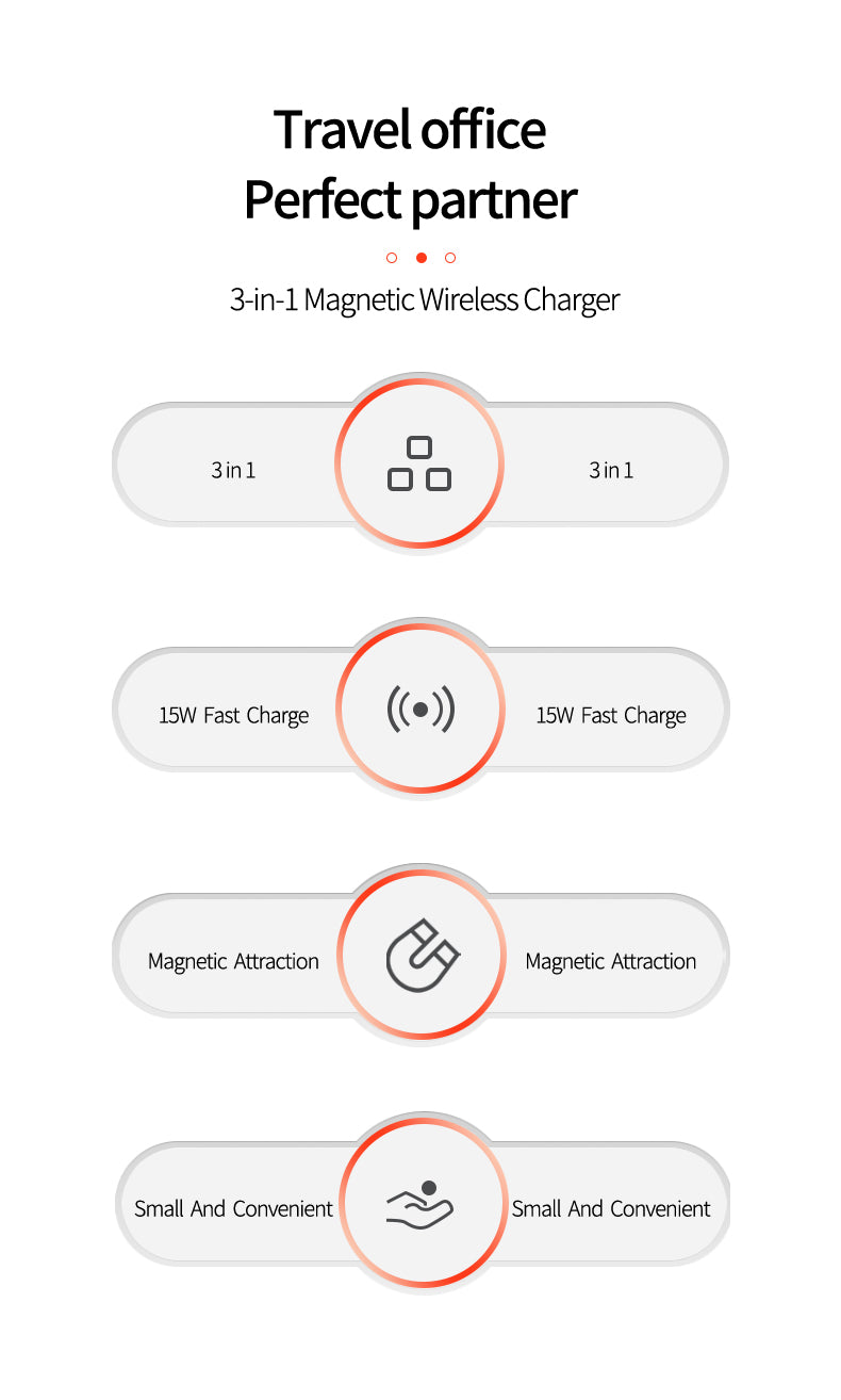 OJD-85 3 in 1 15W Foldable Wireless Charger Fast Charging QI Standard for iPhone Earphone iWatch