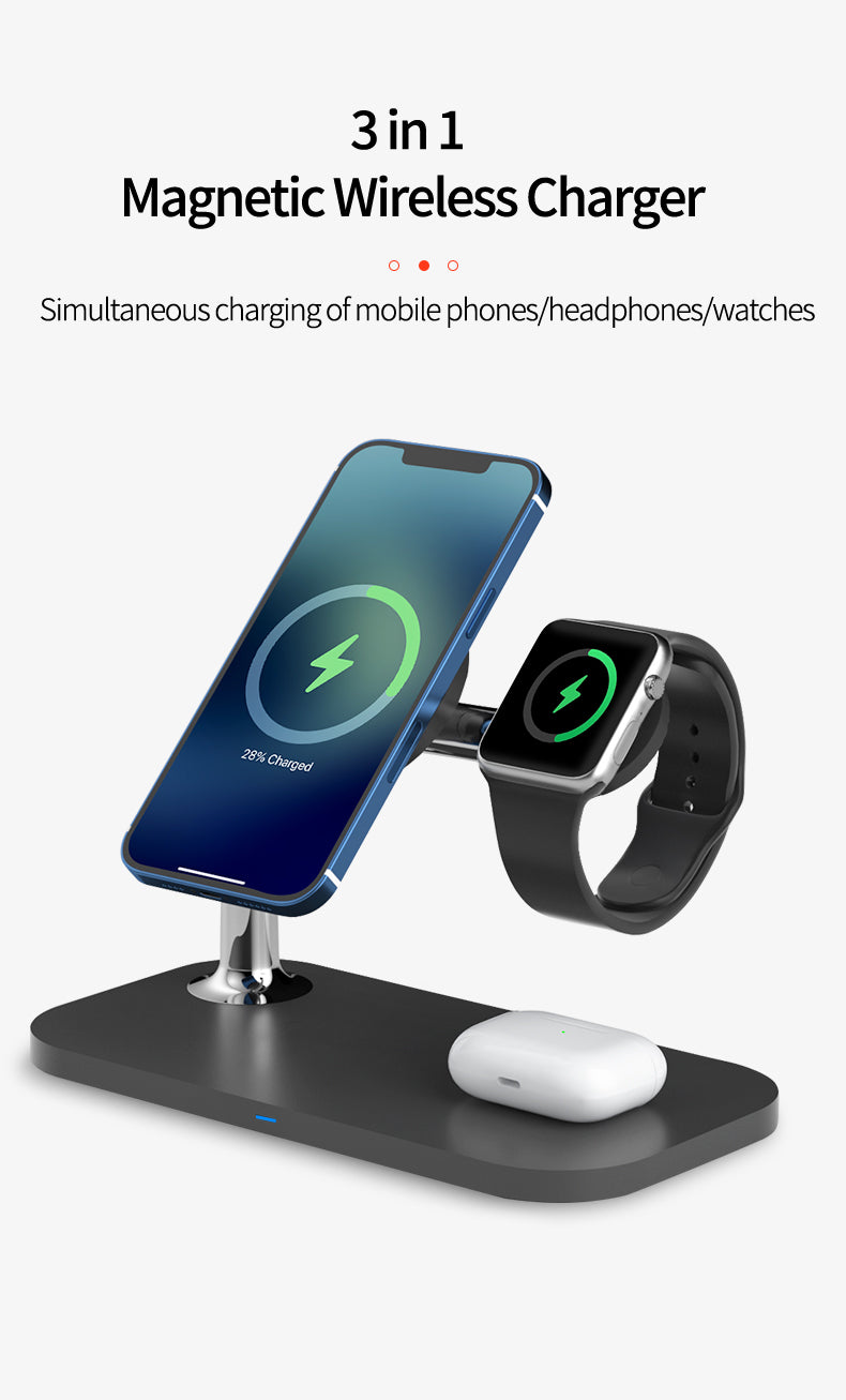 OJD-85 3 in 1 15W Foldable Wireless Charger Fast Charging QI Standard for iPhone Earphone iWatch